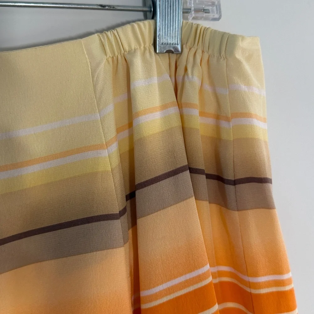 Talbots Women's 100% Silk Fully Lined Skirt Yellow/Orange/Brown Size 12W NWT